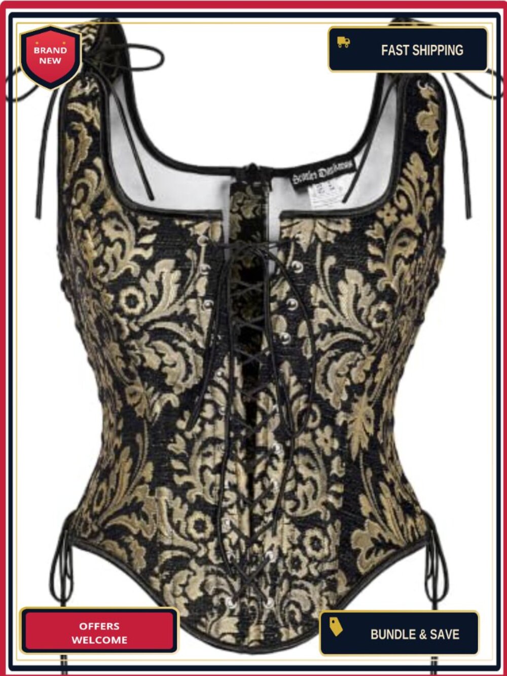 Boned Corset Top Renaissance Pirate Costume Lace Up Bustier